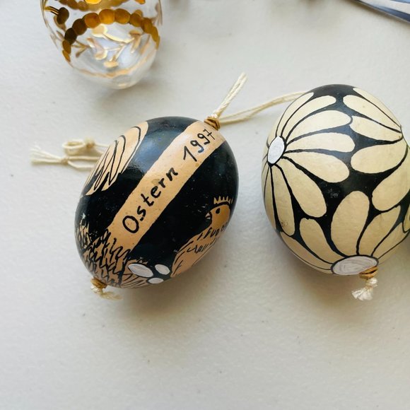 Easter Decorative Eggs Handcrafted Mixed Lot of 7 Glass Wooden Ostern Germany - Picture 5 of 8